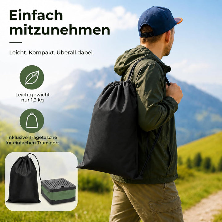 Tragbares Klapptoiletten-Set, 25 L Gross, Maximale Tragung 150KG, 24 Beutel Müllbeutel,Transporttasc