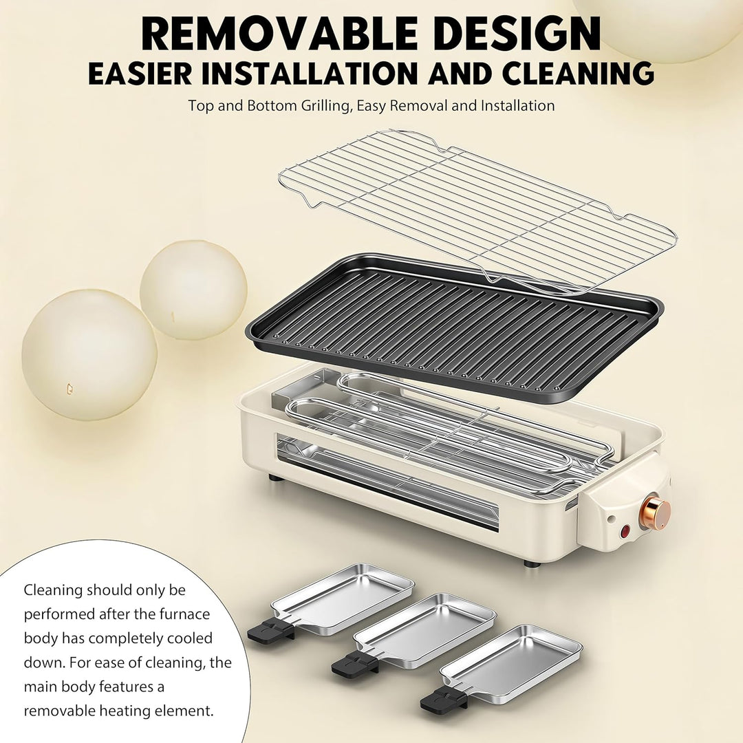1500W Hot Pot Elektrisch mit Grillplatte, 2 in 1 Hotpot Elektrisch Pot und BBQ Grill, Smokeless mit