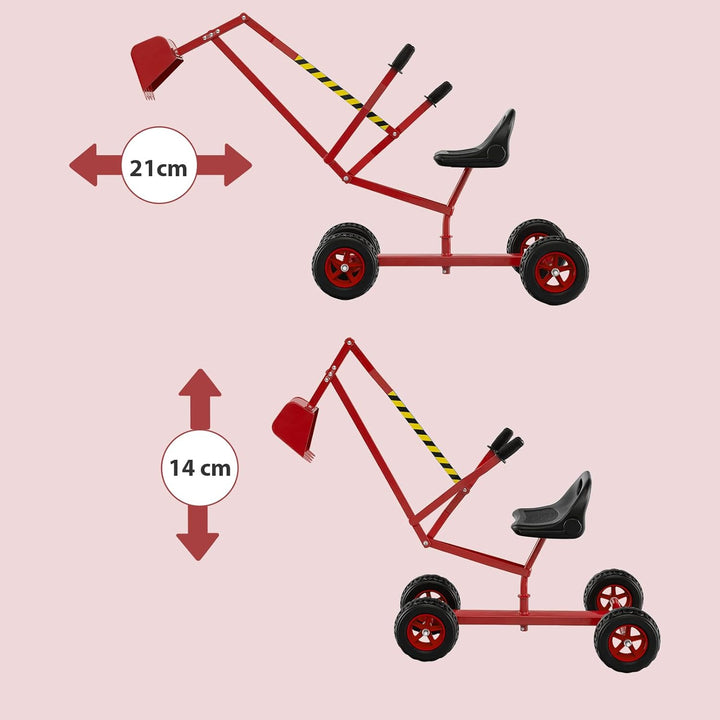 GOPLUS Kinder Sitzbagger, Aufsitzbagger mit 360° drehbarem Sitz, 2 Armen und 4 rutschfesten Rädern,