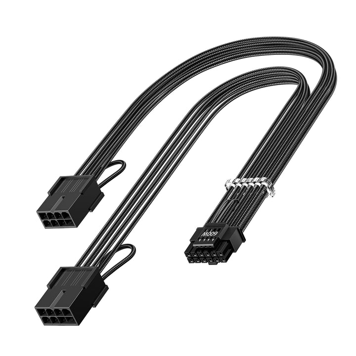 Fasgear 30cm PCI-e 5.0 12VHPWR Verlängerungskabel,16(12+4)Pin Stecker zu PCIE 5.0 2x8(6+2)Pin Buchse