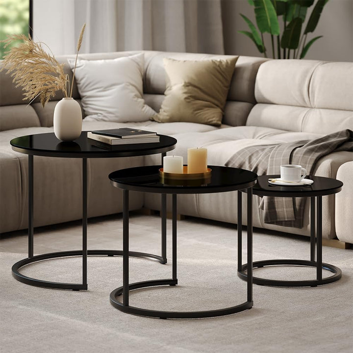 Vicco Couchtisch-Set Montreal, Glas, 55 x 55 cm 3 Teile Glas 3er Set, Glas 3er Set