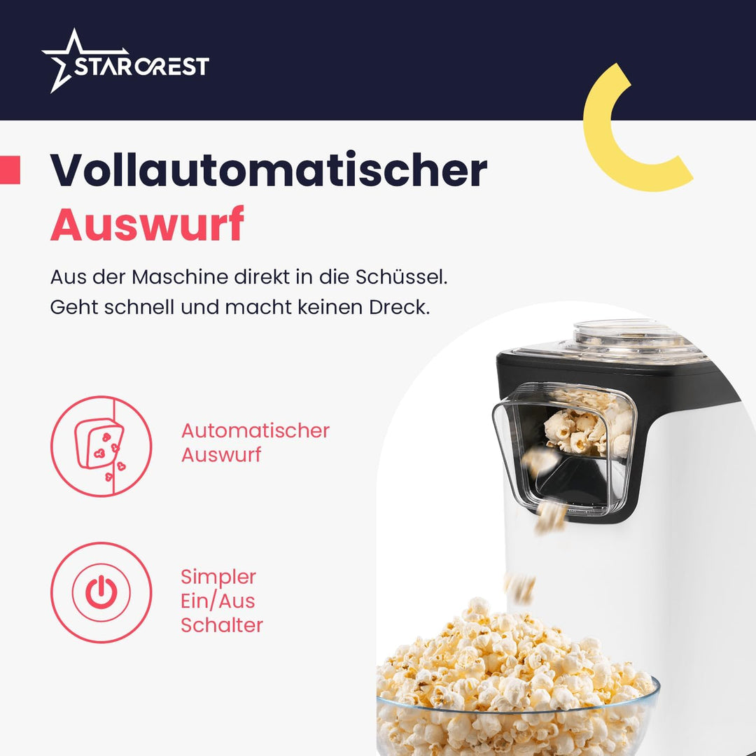 STARCREST Popcorn-Maker Popcornmaschine für Zuhause, Heimkino Popcornautomat, mini Popcorn Maschine