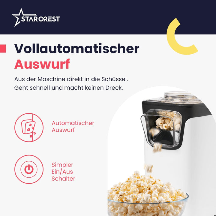 STARCREST Popcorn-Maker Popcornmaschine für Zuhause, Heimkino Popcornautomat, mini Popcorn Maschine