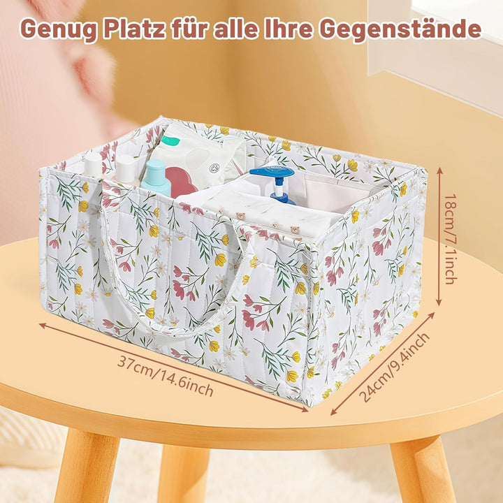 Wickeltasche Organizer, Grosse Baby Windel Caddy mit Griff & Herausnehmbarer Trennwand, Wickelkorb O
