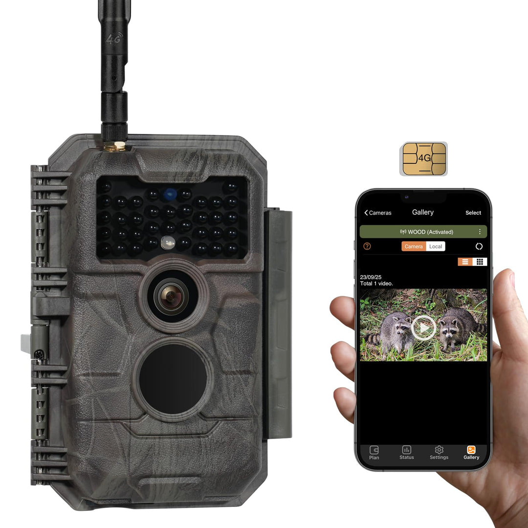 GardePro X20 4G LTE Wildkamera mit SIM-Karte und App, 48MP 1296P H.265 Video, No Glow Nachtsicht Bew