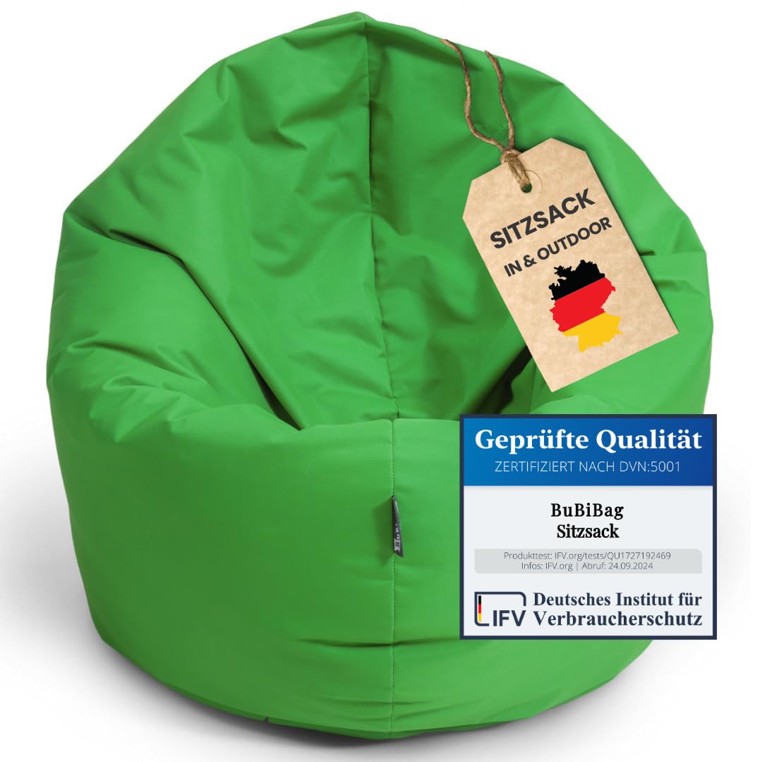 BuBiBag 2in1 Sitzsack L - XXL mit Füllung für Kinder &amp; Erwachsene, Gaming Beanbag &amp; Bodenkissen für
