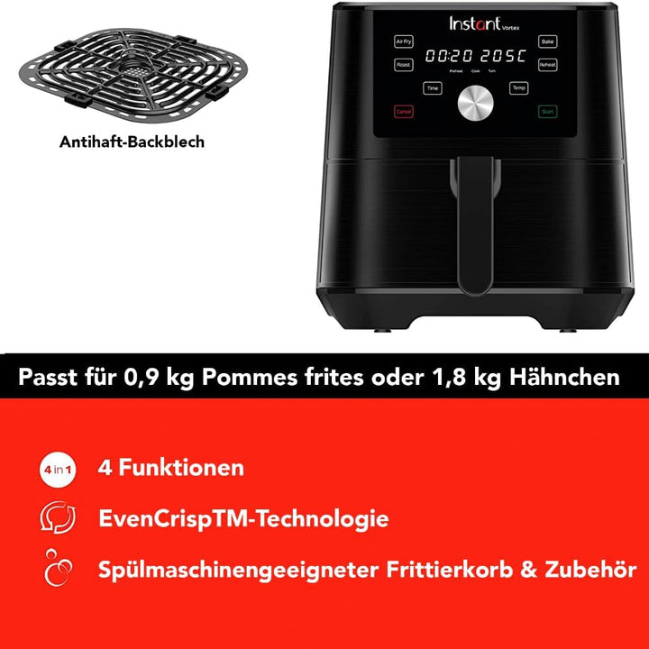 Instant Brands Vortex 6 Plus 6-in-1-Heissluftfritteuse 1700W, 3,7L - Heissluft-Frittieren, Backen, B