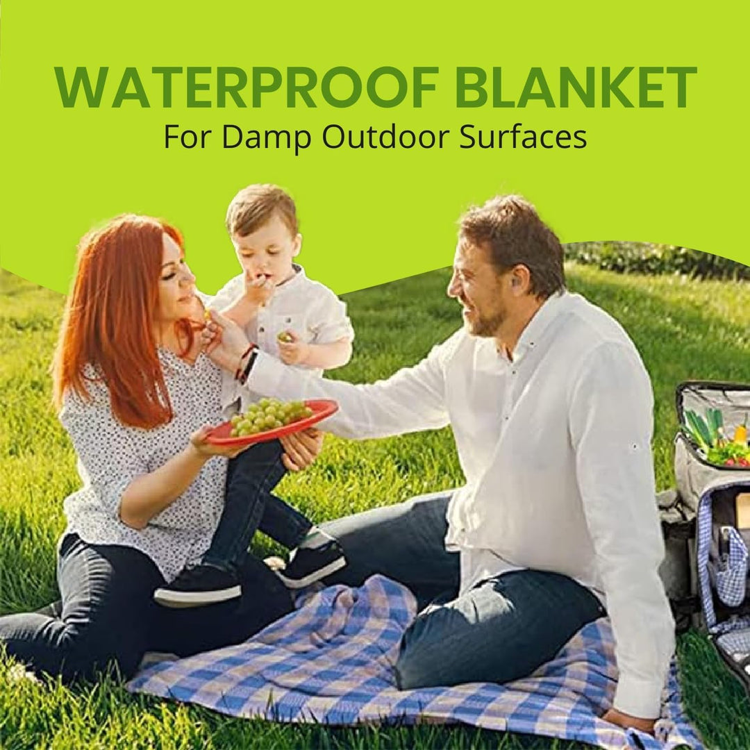 Nature Gear XL Picnic Backpack - Classic 4 Person Insulated Design - Waterproof Blanket and Full Cut