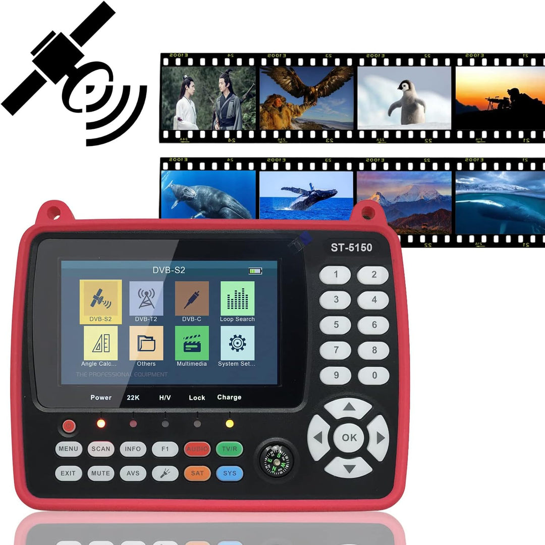 VISLONE Satelliten Finder, ST-5150 DVB-S2 / T2 / C COMBO Satelliten-TV-Signalfinder Digitaler Handsi