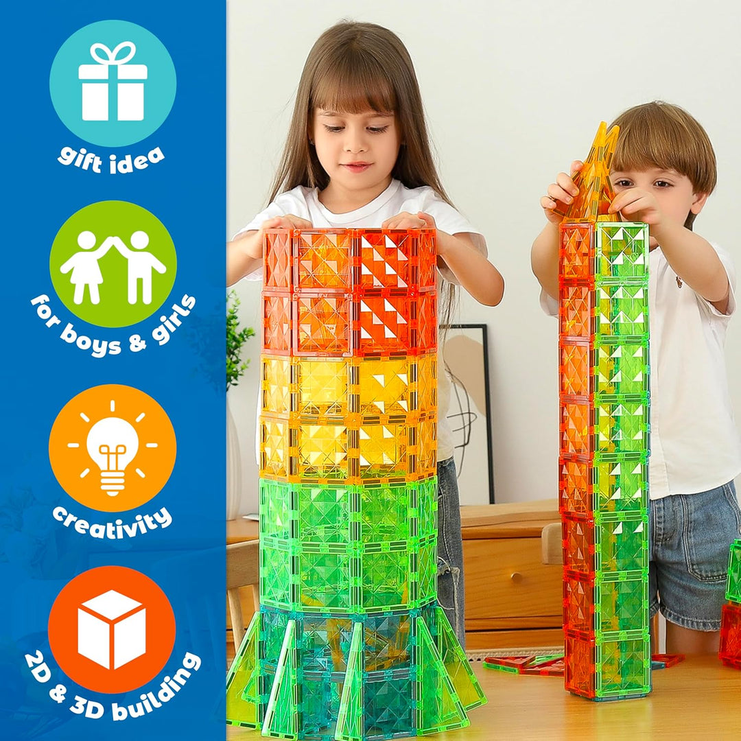 Geomag Magnetic Tiles Gems 100 – Magnetische Konstruktionen 100 Stück 3D-Bretter – Pädagogisch Blöck