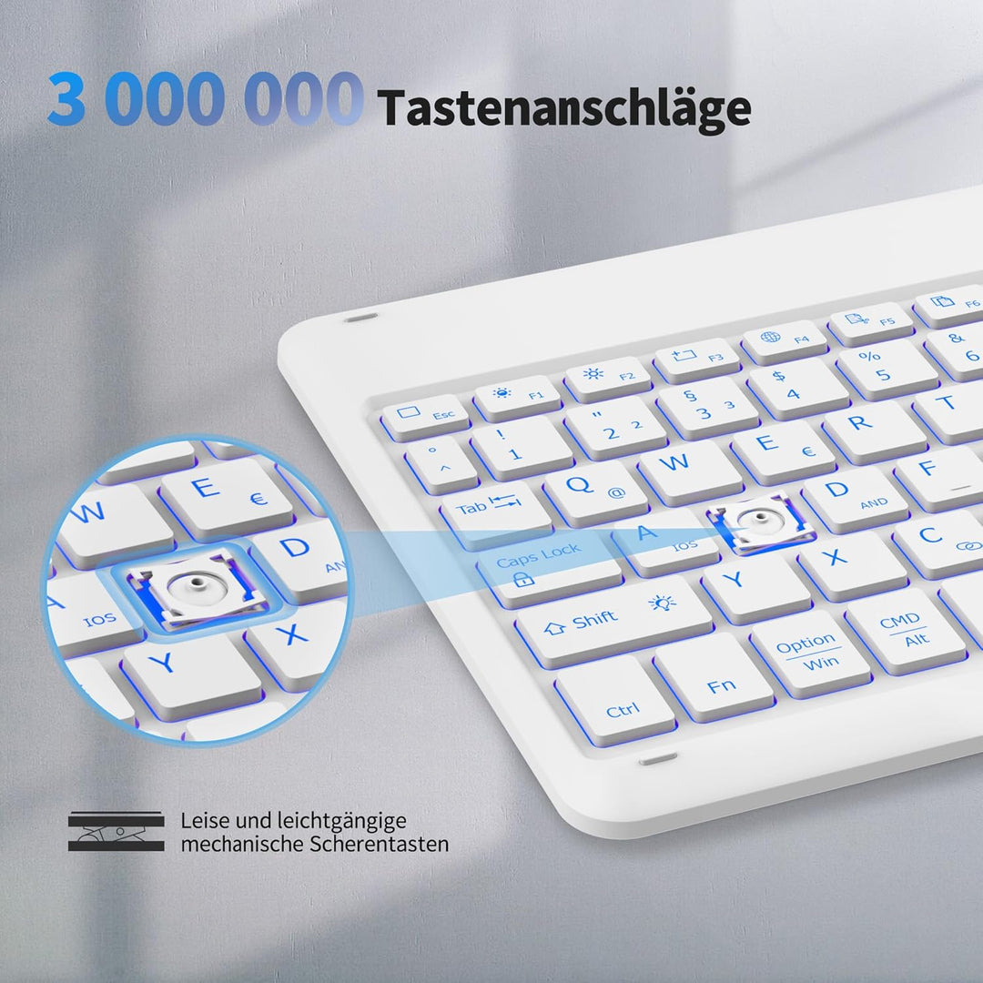 EasyAcc Bluetooth Tastatur, Tastatur kompatibel iPad Air/iPad Pro/iPad 10/10.2/9.7/Samsung/Android,