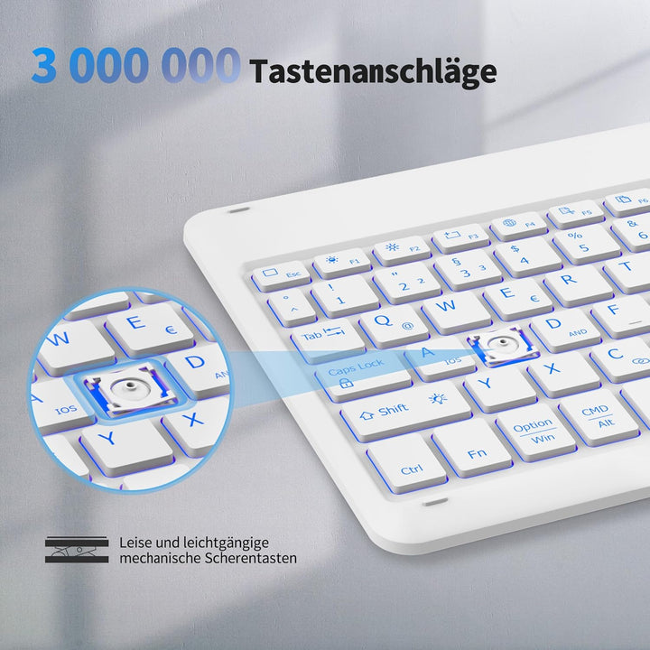 EasyAcc Bluetooth Tastatur, Tastatur kompatibel iPad Air/iPad Pro/iPad 10/10.2/9.7/Samsung/Android,