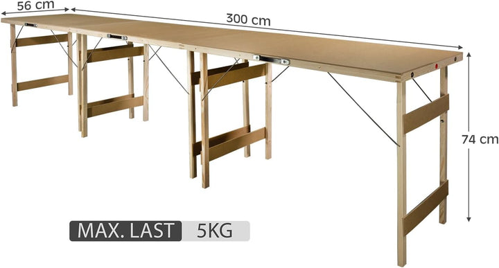 3er Set Faltbarer Campingtisch Holz 100x56 Kleiner Klapptisch Camping Garten Tisch Klappbar Multifun