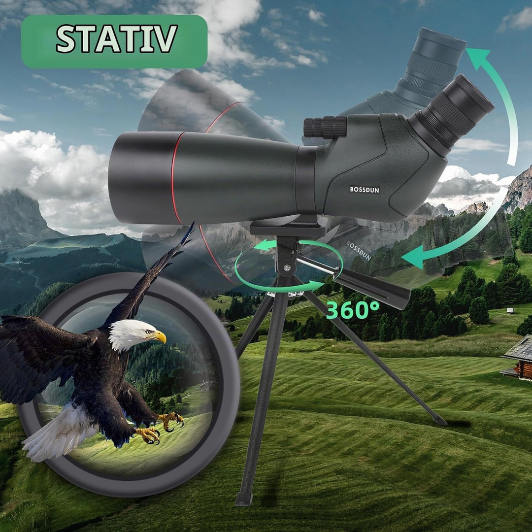 Spektive für Zielschiessen - HD Spektiv mit Stativ Tragetasche &amp; Smartphone Halterung - BAK4 Spektiv