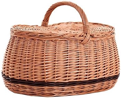 e-wicker24 Picknickkorb aus Weide Weidenkorb mit dem Deckel grosser Aufbewahrungskorb für Obst und G
