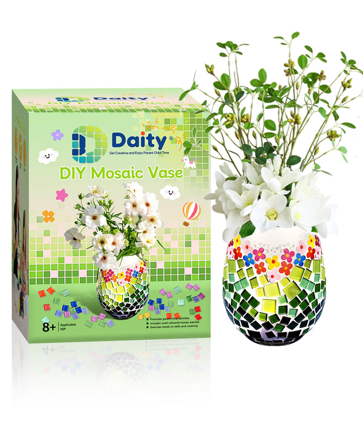 Daity Mosaik bastelset Kinder Erwachsene Glasmosaik Vase set mosaiksteine zum basteln set kann Wasse