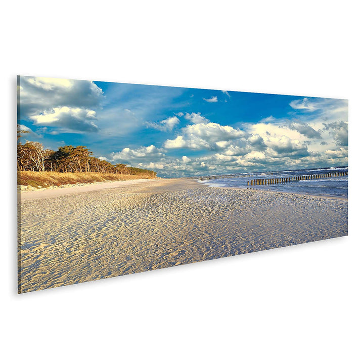 islandburner Bild auf Leinwand Ostsee Bilder Wandbilder Poster Leinwand 120x40cm - Panorama, Leinwan