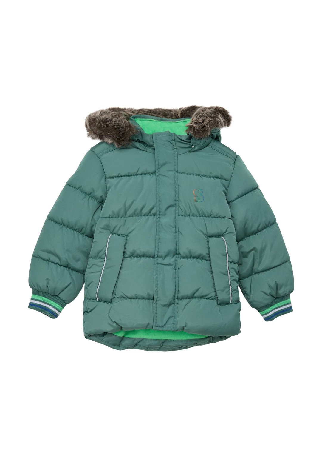 s.Oliver Steppjacke mit abnehmbarem Kunstfell 80 BLUE GREEN, 80 BLUE GREEN