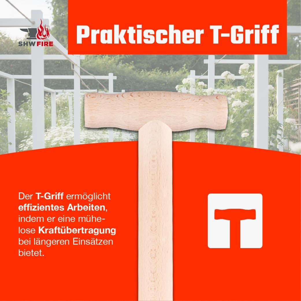 Drainierspaten - Trittschutz, 90cm lang mit T-Griff, robust und ideal für Drainage- und Pflanzarbeit
