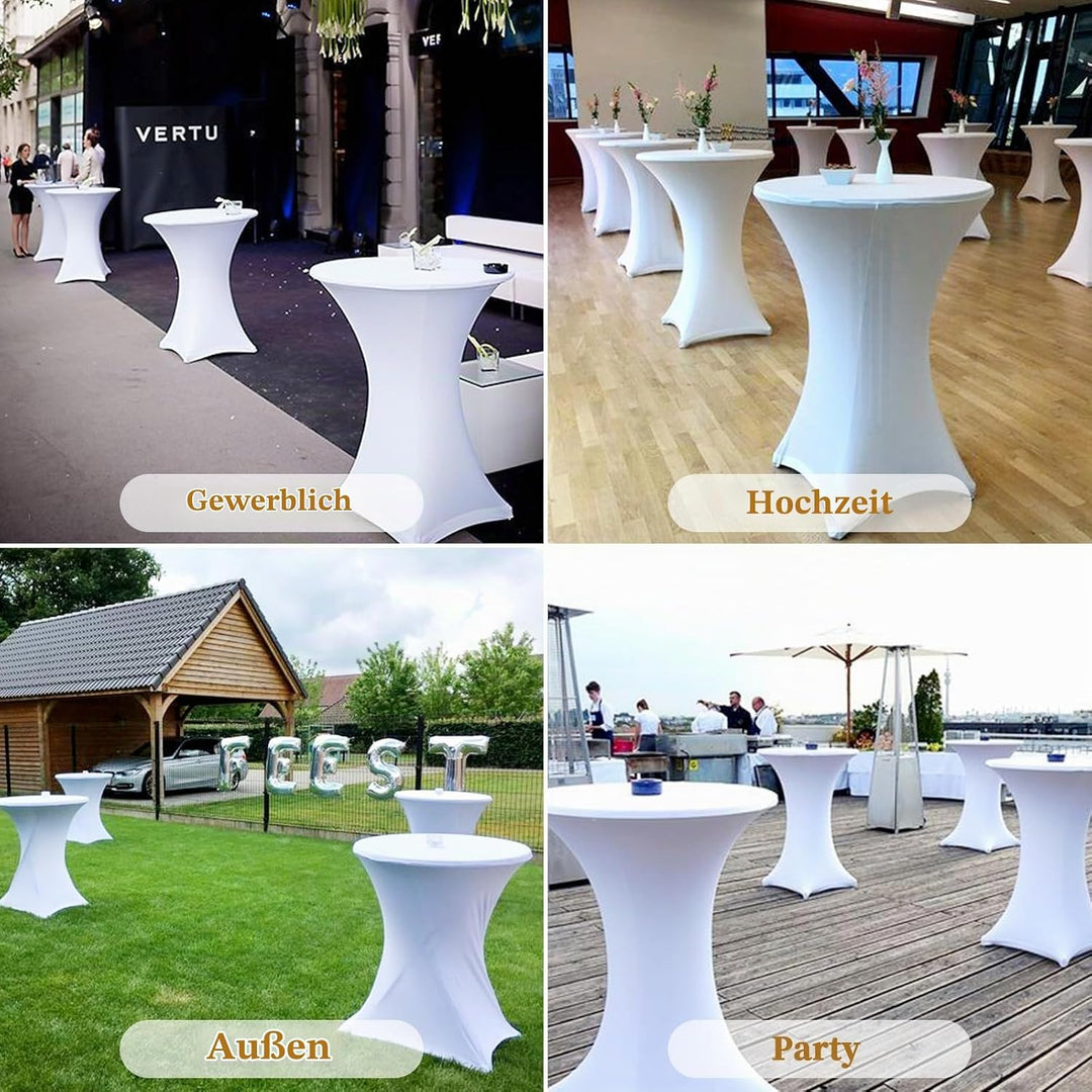 Showgeous 10er-Set Stretch Stehtisch Husse für Bistrotisch Ø 60-65 cm,Hussen Stehtische Weiss 60 cm,