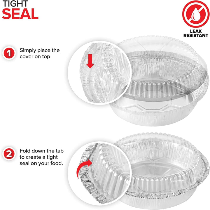 LATERN 50 Stück 18CM Runde Aluminiumfolien Schalen mit Deckeln, 720ml Einweg-Bratbleche Ofen und Gef