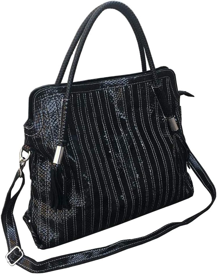 Segater® Damen Multicolor Einkaufstasche Echtes Leder Handtasche Bunte Patchwork Grosse Umhängetasch
