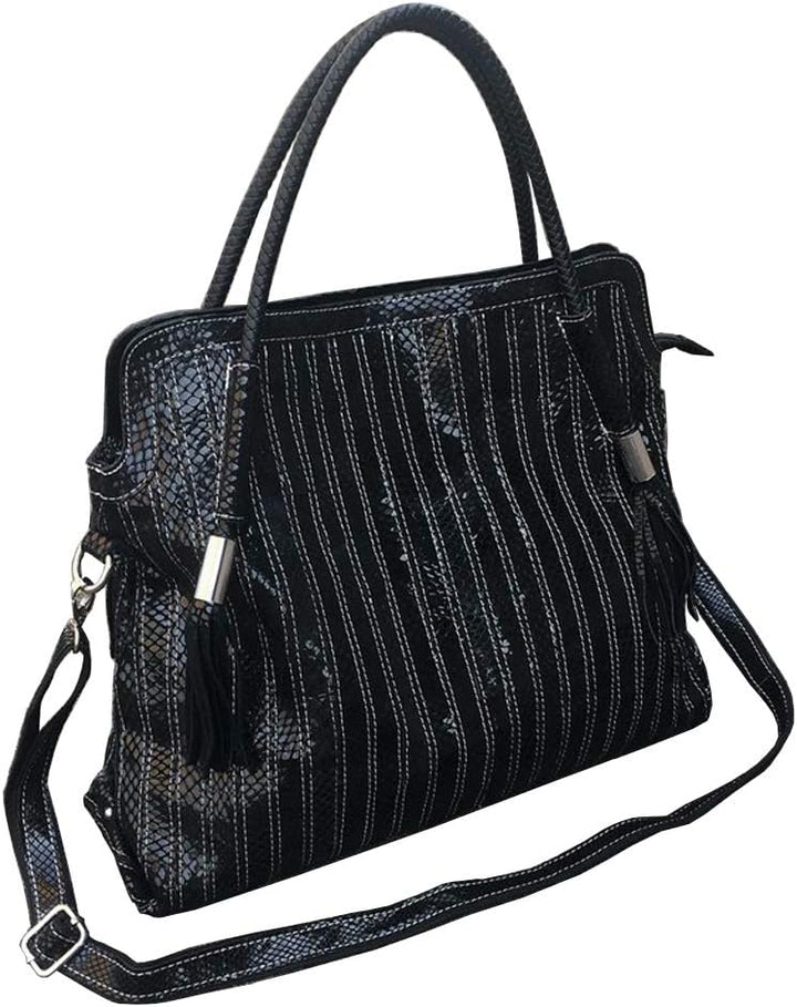 Segater® Damen Multicolor Einkaufstasche Echtes Leder Handtasche Bunte Patchwork Grosse Umhängetasch