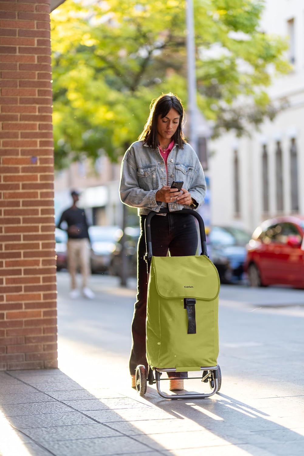 Carlett Einkaufstrolley mit 4 Rädern, faltbar, mit erweiterbarer und Abnehmbarer 60-L-Tasche, bis 25