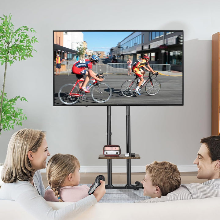 ETHU Mobiler TV Ständer auf Rollen für 32-70 Zoll Plasma/LCD/LED Fernseher, Höhenverstellbar, Tragba