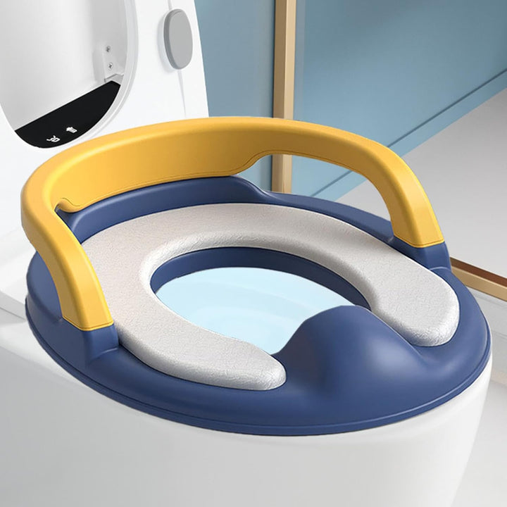 Toilettensitz Kinder mit Griffen und weicher Unterlage, Toilettenaufsatz Toilettensitzaufsatz für Ju