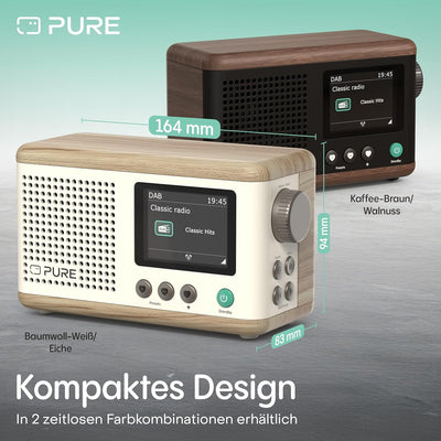 Pure Classic Mini Tragbares Digitalradio – DAB+ & UKW-Radio – Bluetooth 5.3 – 15 Stunden Akkulaufzei