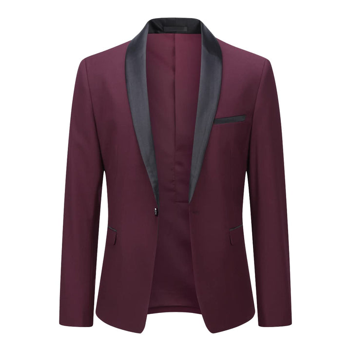 YOUTHUP Sakko Herren Slim Fit Schalkragen Anzugjacke 1 Knopf Tuxedo Jacke für Hochzeit Freizeit S We