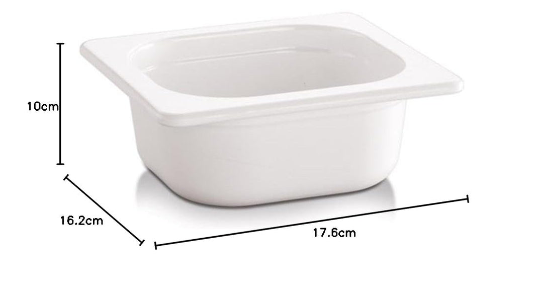 APS 84305 GN 1/6 Behälter ECO LINE, 17,6 x 16,2 cm, Tiefe 100 mm, 1 Liter, Melamin, weiss