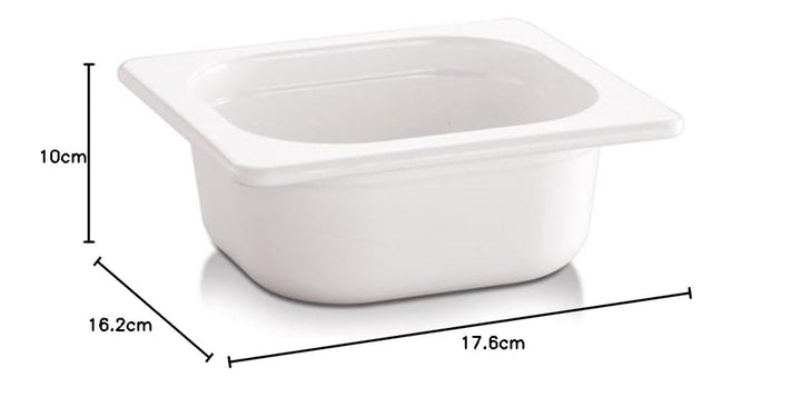 APS 84305 GN 1/6 Behälter ECO LINE, 17,6 x 16,2 cm, Tiefe 100 mm, 1 Liter, Melamin, weiss