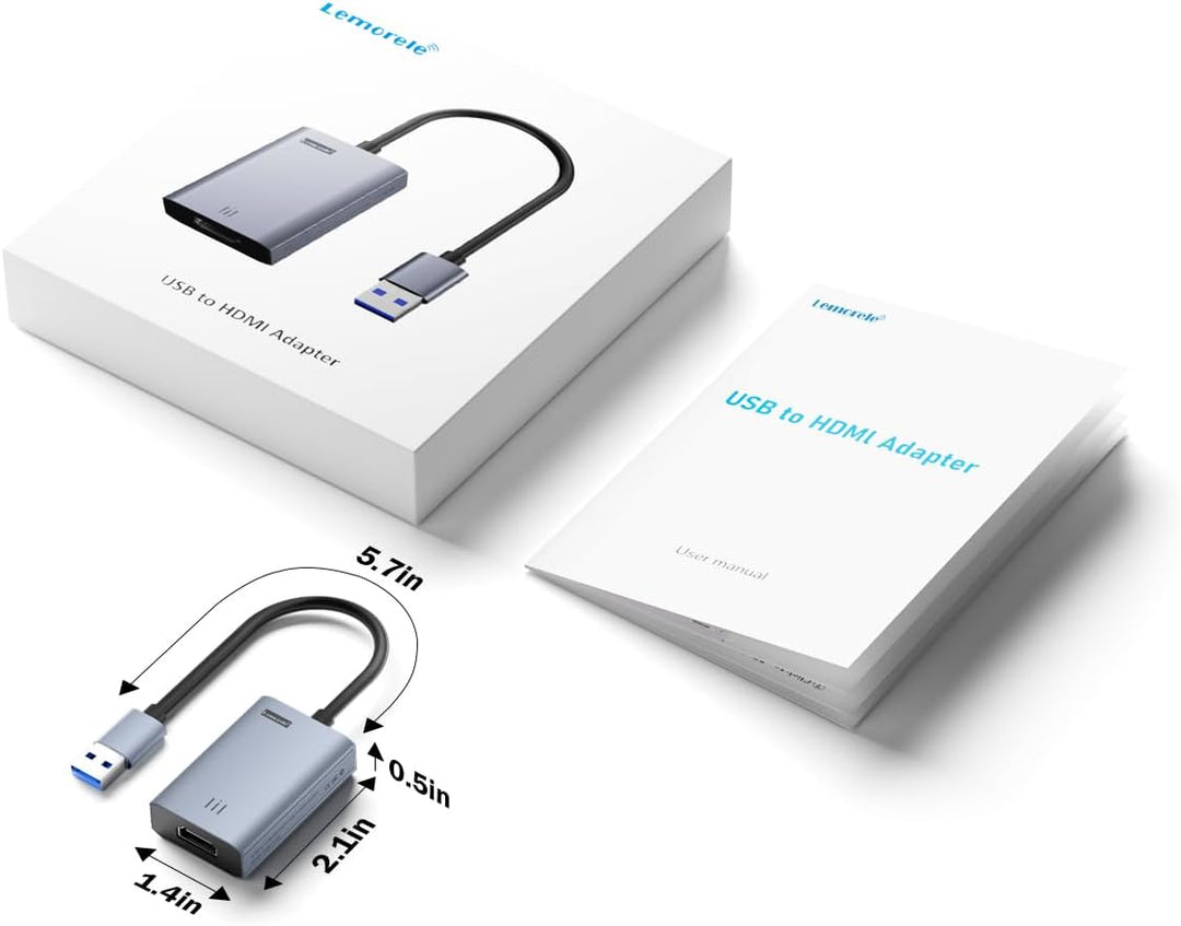 Lemorele USB zu HDMI Adapter für MacBook Air/Pro/Mini, 1080P@60Hz USB auf HDMI für Mac Unterstützt M