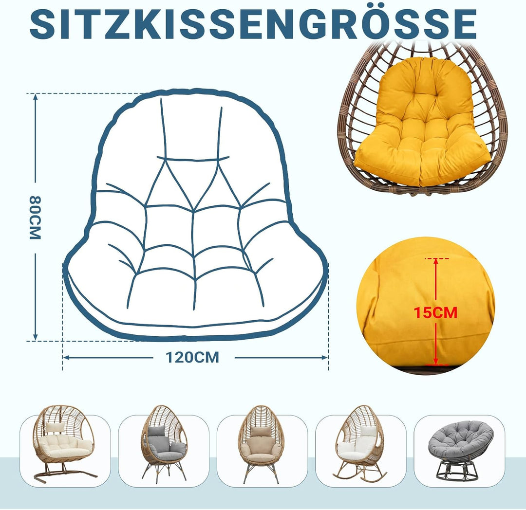 Hängesessel Kissen Ersatzkissen Outdoor: Thick Soft Polyester Sitzkissen 80x120 cm Egg Swing Cushion