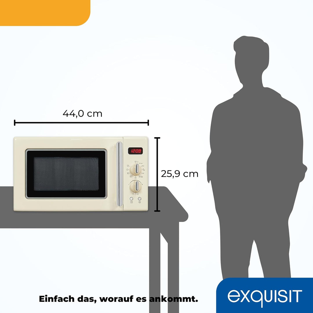 Exquisit Retro Mikrowelle RMW720-3GDIG creme | 20 Liter | 1000 Watt Grill | Digitale Anzeige | Creme