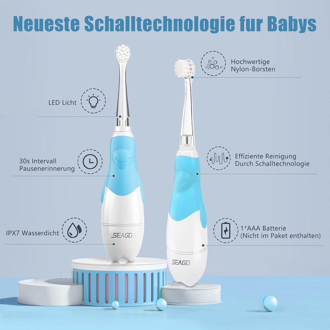 SEAGO SG-513 Elektrische Zahnbürste Kinder Baby Kinderzahnbürste Elektrisch ab 0-3 Jahre mit LED Lic