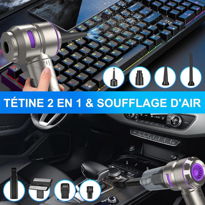 Handstaubsauger, 4-in-1 Handstaubsauger Akku Kabellos,18000Pa Auto staubsauger Stark mit Bürstenlose
