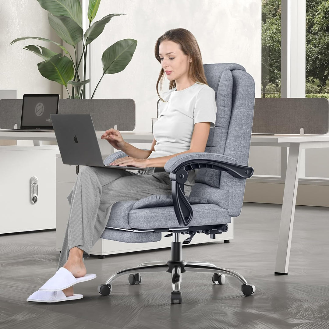 rattantree Bürostuhl Mit Fussstütze, Ergonomischer Schreibtischstuhl, PC Computerstuhl mit Gepolster