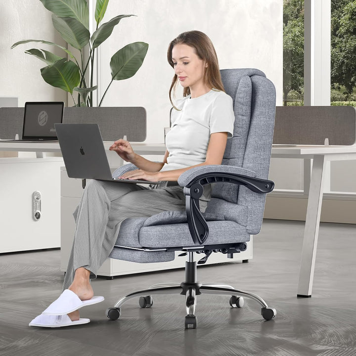 rattantree Bürostuhl Mit Fussstütze, Ergonomischer Schreibtischstuhl, PC Computerstuhl mit Gepolster