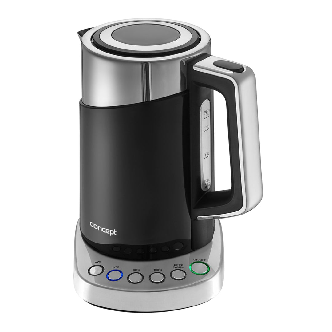 CONCEPT Hausgeräte CONCEPT RK3171 Wasserkocher mit temperatureinstellung, COOL TOUCH, edelstahl, 1,7