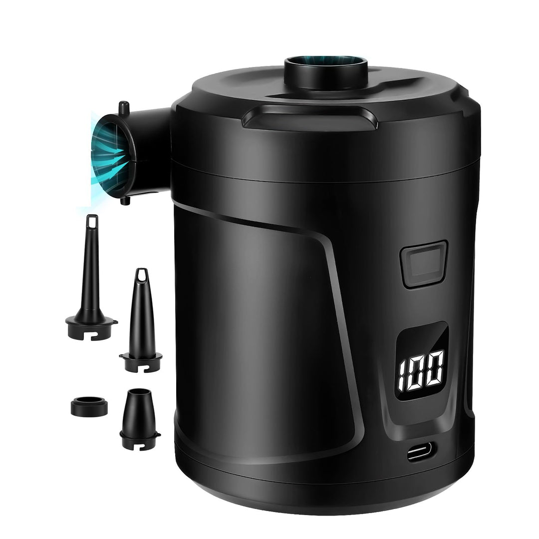 Elektrische Luftpumpe, 5200mAh Wiederaufladbare Akku Luftpumpe, Schnell Inflator mit 4 Luftdüsen, Mi