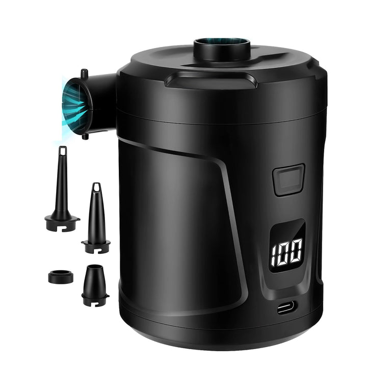 Elektrische Luftpumpe, 5200mAh Wiederaufladbare Akku Luftpumpe, Schnell Inflator mit 4 Luftdüsen, Mi