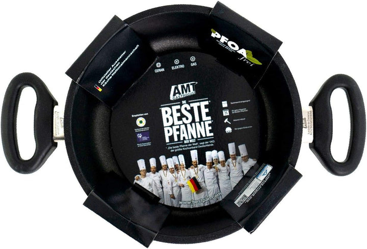 AMT Gastroguss Schmortopf, Ø 20 cm, 8 cm hoch, mit zwei Seitengriffen, backofenfest, Aluguss (Alumin