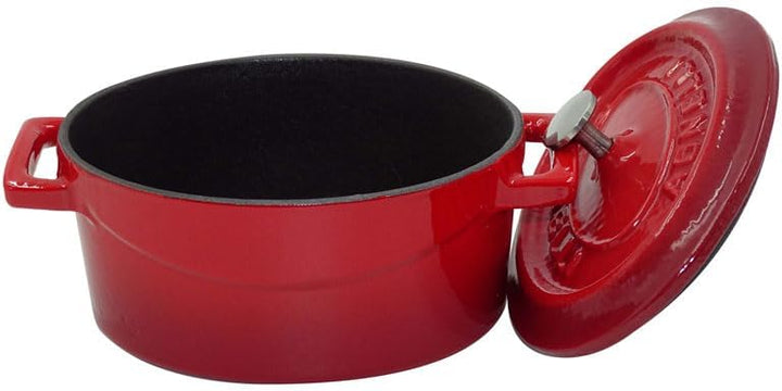 Pentole Agnelli Slowcook Ovale Auflaufform aus Gusseisen mit 2 Griffen, rot, 12 cm 12 x 9 Cm Rot, 12