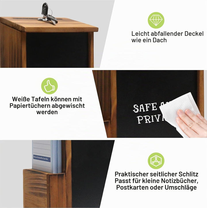 Vorschlagsbox Aus Kieferholz, Spendenbox Mit Schloss, Hölzerne Vorschlagsbox, Wooden Tip Briefkasten