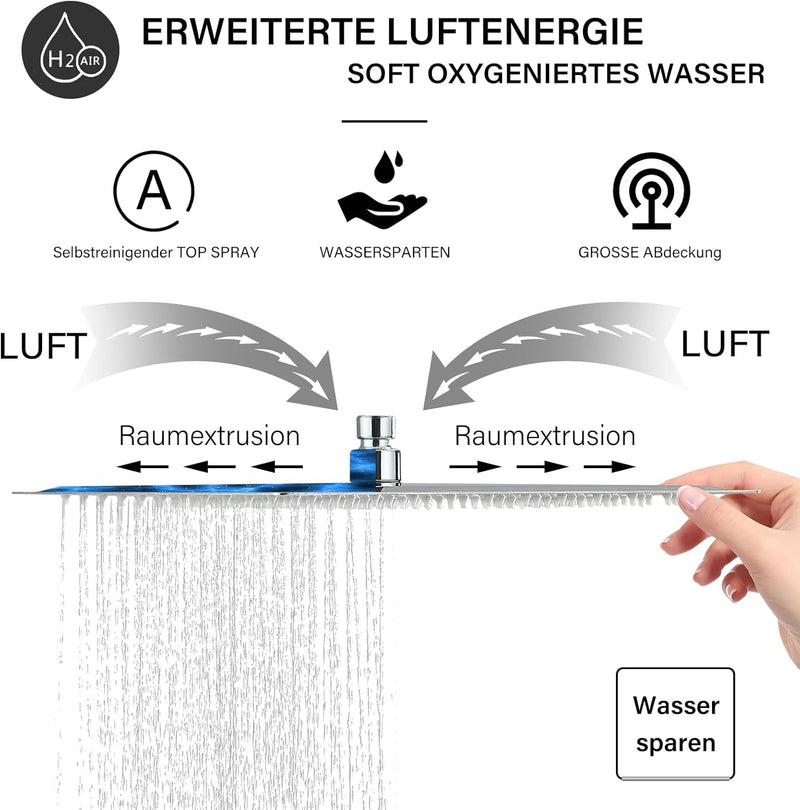 Suguword Regendusche Duschkopf Edelstahl deckenbrause Regenbrause Anti-Kalk-Düsen Duschkopf Wasserfa