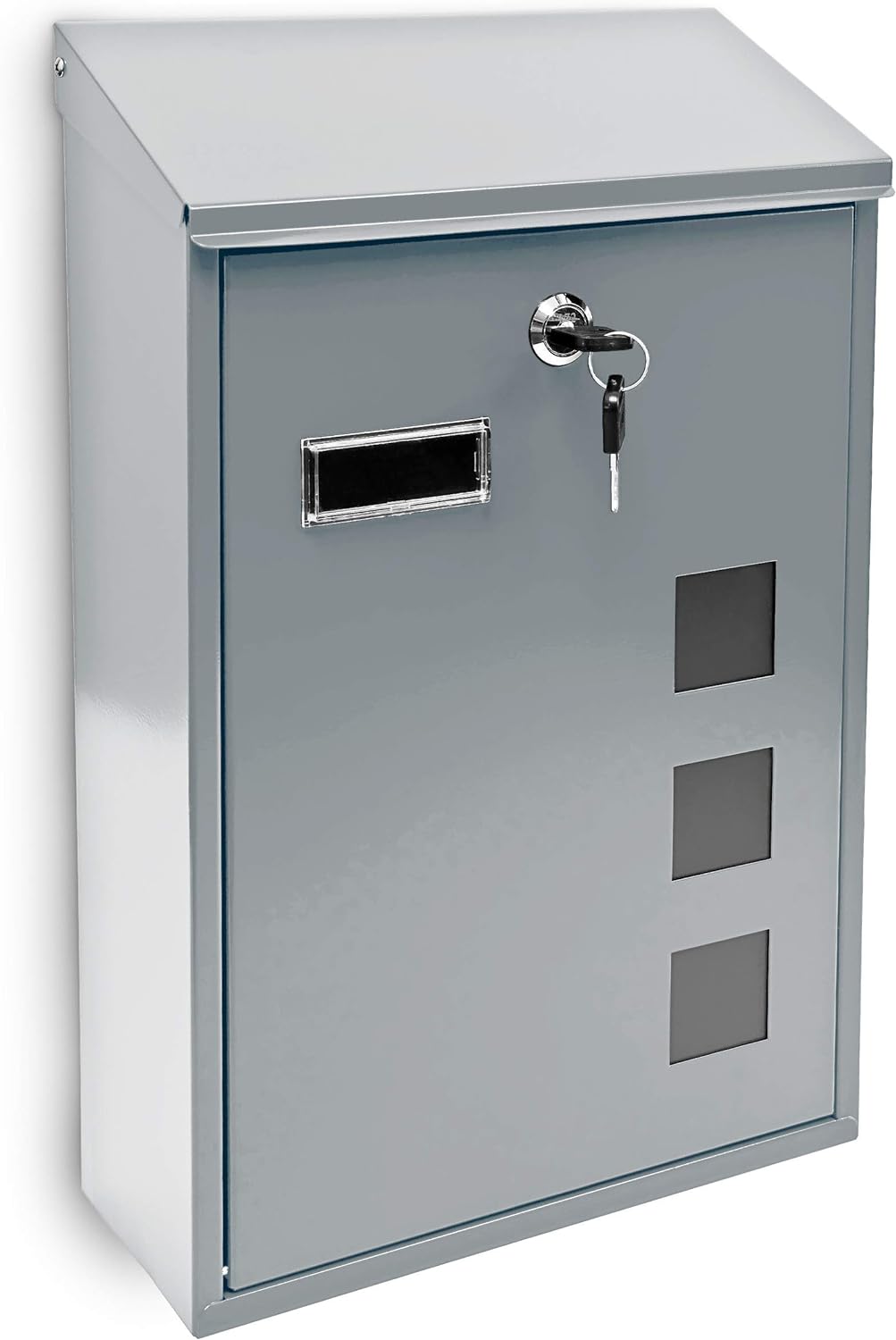 Relaxdays 10017417_S Silber Design Briefkasten aus Metall 25x40 cm, 40 x 25 x 10 cm, Silber