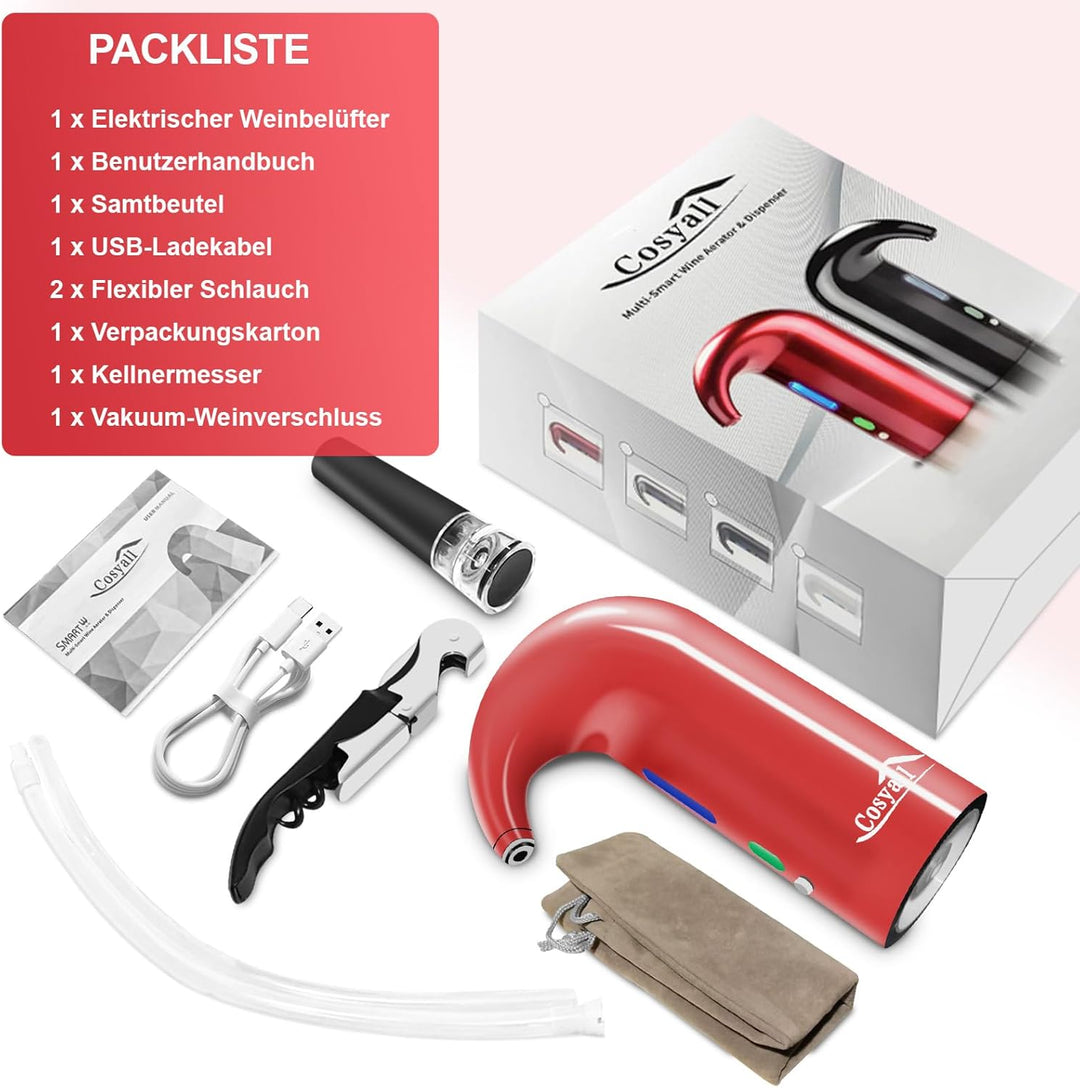 Tragbarer USB wiederaufladbarer elektrischer Weinbelüfter Dekanter, Ein-Knopf automatischer Weinspen